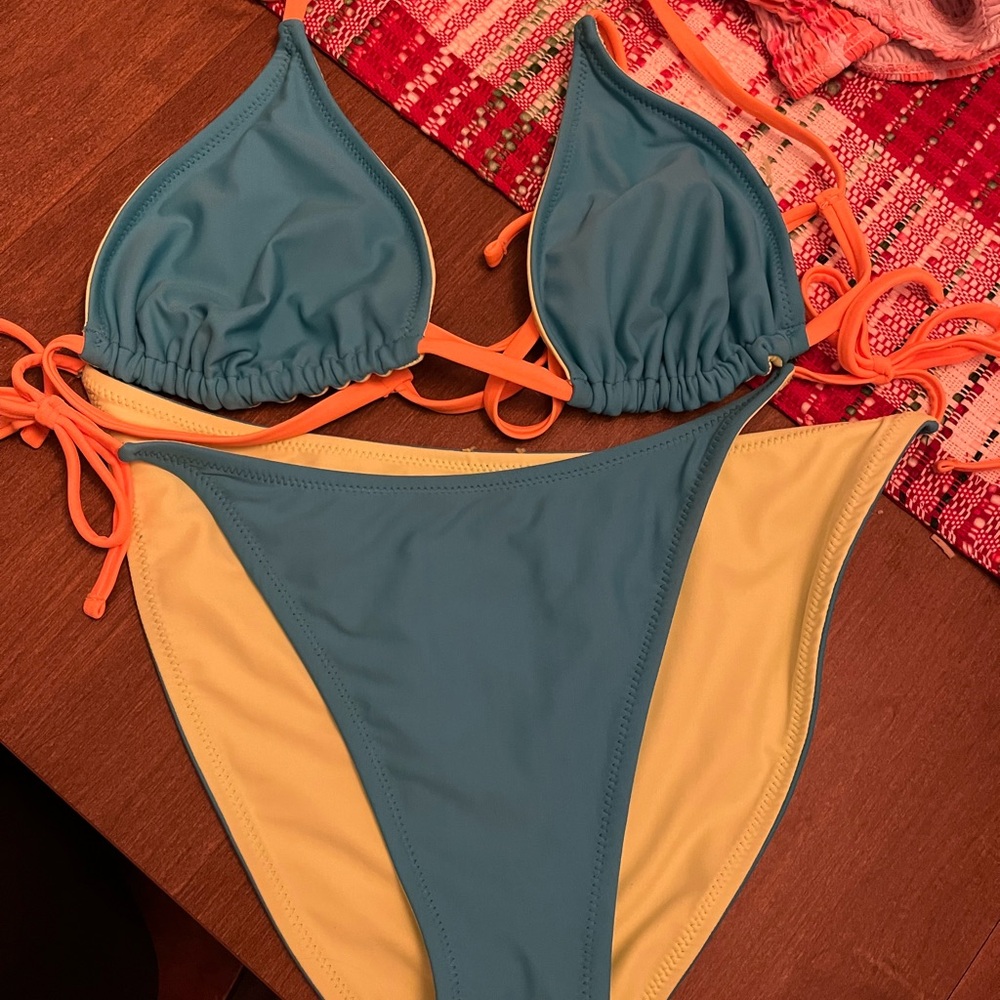 Stylish Blue and Green Bikini Set- SHIPPING PRICE NOT INCLUDED